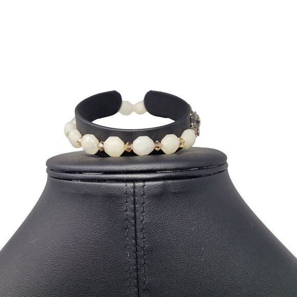 Artisan Handmade 925 Sterling Silver White Quartz Bicone Beaded Bracelet Healing - Picture 13 of 16